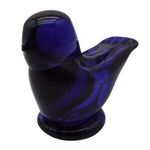 Ron Ray Bird of Happiness Purple Dark Blue Glass Paperweight Figure Signed 1994